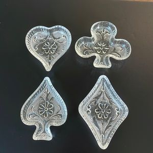 Vintage Glass Tiara Sandwich Card Game Dish Set